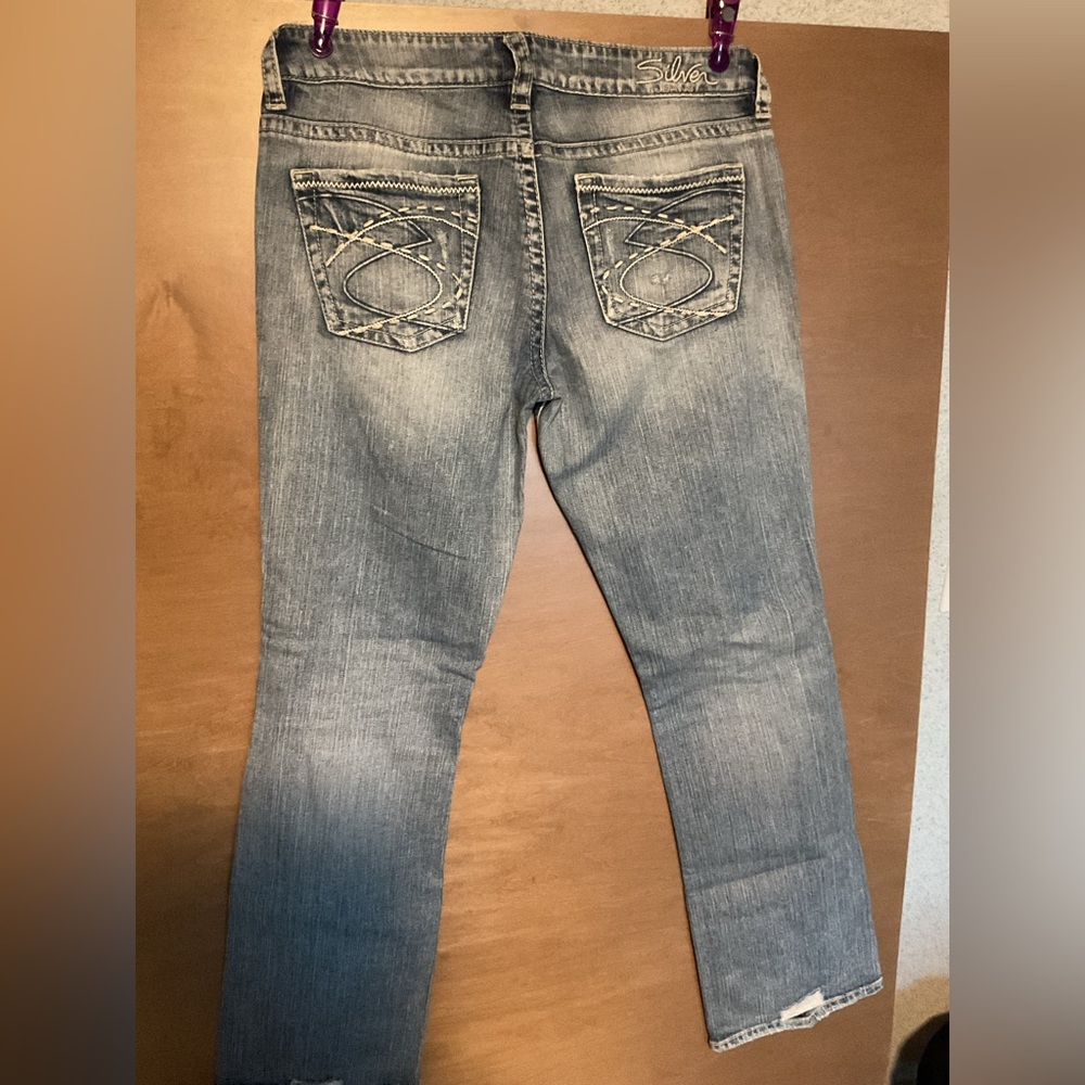 Silver Jeans Women's Faded Light Blue Straight Leg Jeans
